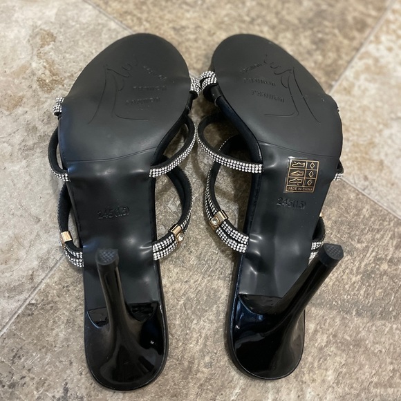 Elegant Black Rhinestone Stiletto Heels - Picture 6 of 8